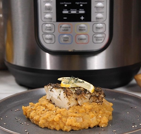 Spice-Rubbed Sea Bass and Red Lentils